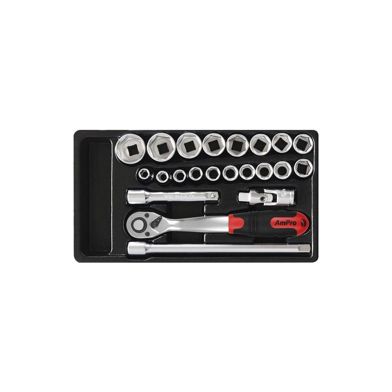 AmPro T45425 - Набор головок и аксессуаров 1/2" , 22 предмета