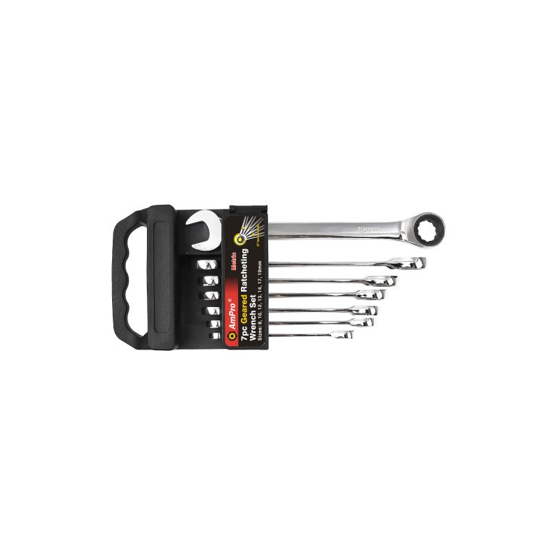 AmPro T41483 - Набор ключей комбинированных трещоточных (10-19мм), 7 предметов