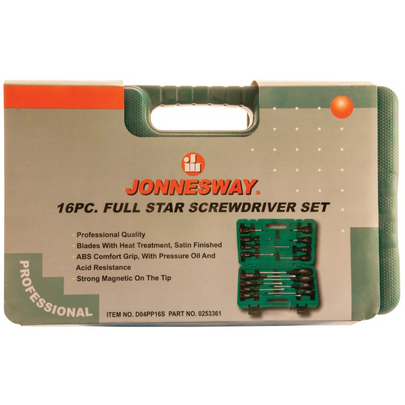 D04PP16S Набор отверток шлиц и крест " FULL STAR" SL 2х50-8х150 PH1-3, 16 пр.