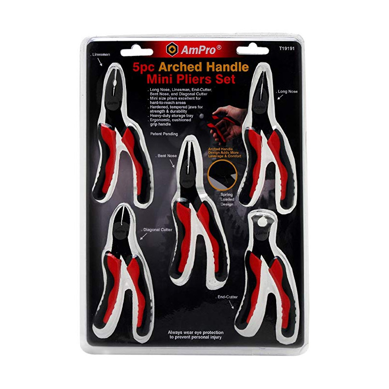 Набор мини-плоскогубцев (мини-зажимов) 5 ед. AmPro T19191