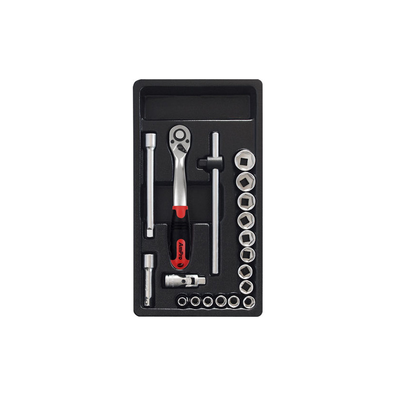 Набор головок и аксессуаров 3/8",19 предметов в ложементе, T45240