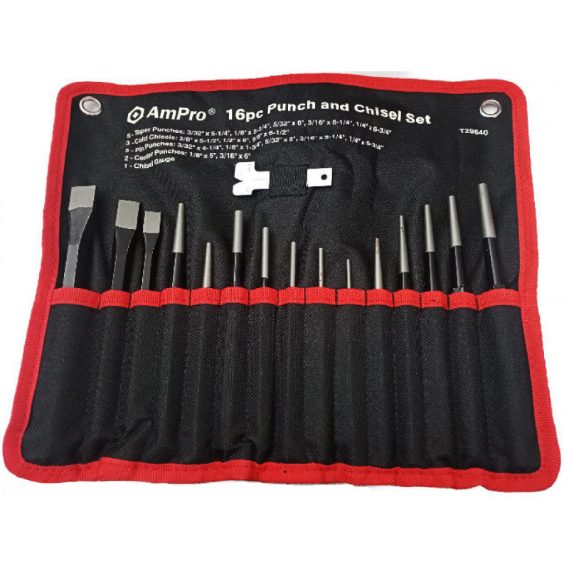 Набор выколоток и зубил, 16 предметов в чехле T29640
