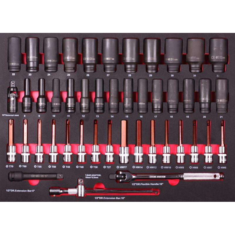 Набор ударных головок 1/2 " ShiningBerg в ложементе 46 ед. (11705)