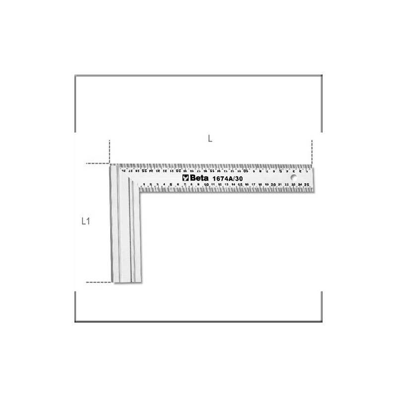 Угольники столярные, нержавеющая сталь, алюминиевая основа, двусторонняя метрическая разметка - Beta 1674A