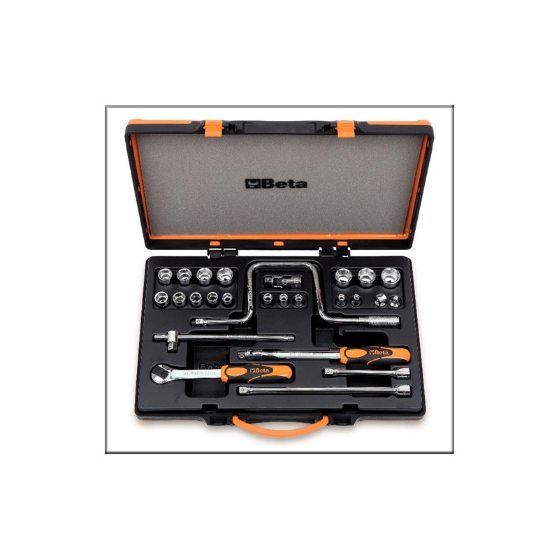 Набор из 17-ти торцовых шестигранных головок и 9-ти принадлежностей в металлическом кейсе - Beta 910A/C17