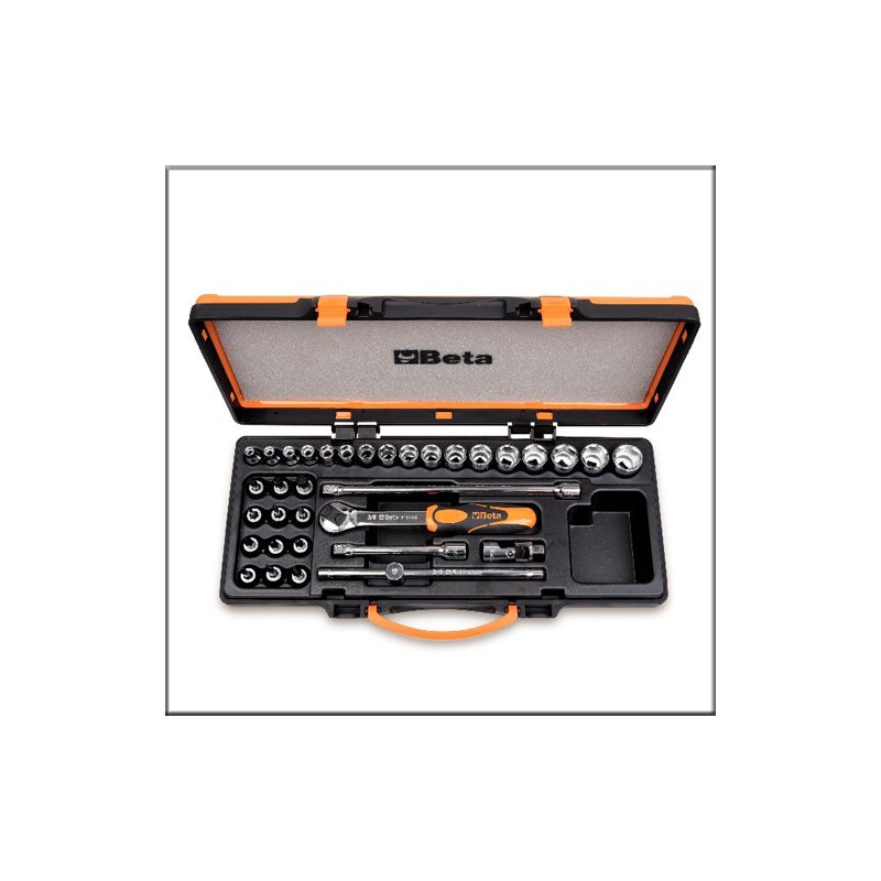 Набор из 17-ти торцовых шестигранных головок, 12-ти отверточных головок и 5-ти принадлежностей в кейсе - Beta 910A/C29