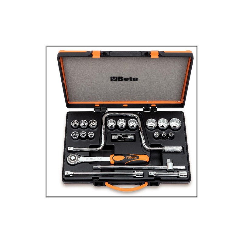 Набор из 15-ти торцовых двенадцатигранных головок с 6-ю принадлежностями в металлическом кейсе - Beta 920AS/C15